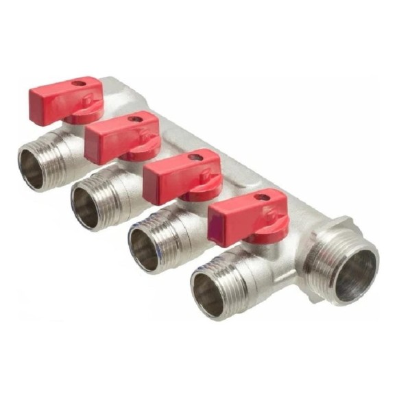 Коллектор СТМ 3/4"х1/2"х4, с шаровыми кранами, н/р S4MB3412 Коллектор СТМ 3/4"х1/2"х4, с шаровыми кранами, н/р S4MB3412