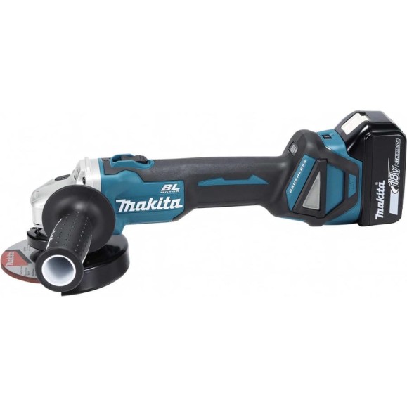 Аккумуляторная угловая шлифмашина Makita бесщеточная, 125 мм, 18 В, Li-ion, 3000-8500 об\мин, 2.3 кг, кейс, аккум. 1x5.0 Ач, быстрое ЗУ, плавный пуск, anti-restart, защита от обр. уд. DGA511RT Аккумуляторная угловая шлифмашина Makita бесщеточная, 125 мм, 18 В, Li-ion, 3000-8500 об\мин, 2.3 кг, кейс, аккум. 1x5.0 Ач, быстрое ЗУ, плавный пуск, anti-restart, защита от обр. уд. DGA511RT