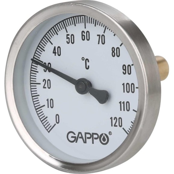 Термометр биметаллический с погружной гильзой Gappo 1/2" x 0-120℃ (уп. из 5 шт.) G1474 Термометр биметаллический с погружной гильзой Gappo 1/2" x 0-120℃ (уп. из 5 шт.) G1474