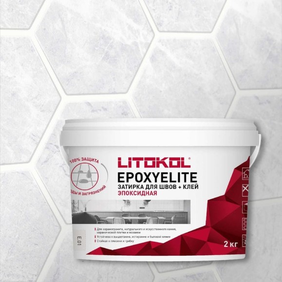 Эпоксидный состав для укладки и затирки мозаики LITOKOL EpoxyElite E.01 ЗЕФИР 482230003