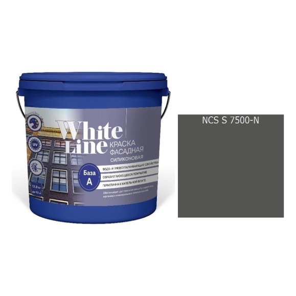 Краска White Line WL ВД фасадная силиконовая S 7500 N (вед 16 л/20,5 кг) 4690417116416