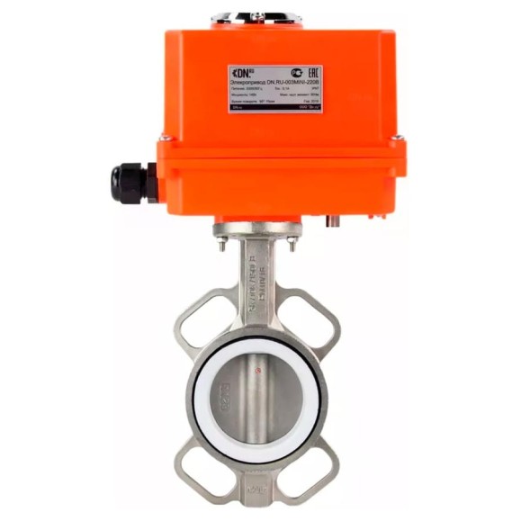 Дисковый затвор DN.ru 304-304-PTFE-2W-Fb-H Ду50 Ру16 электропривод QT-003 MINI 220В D050-46285 Дисковый затвор DN.ru 304-304-PTFE-2W-Fb-H Ду50 Ру16 электропривод QT-003 MINI 220В D050-46285