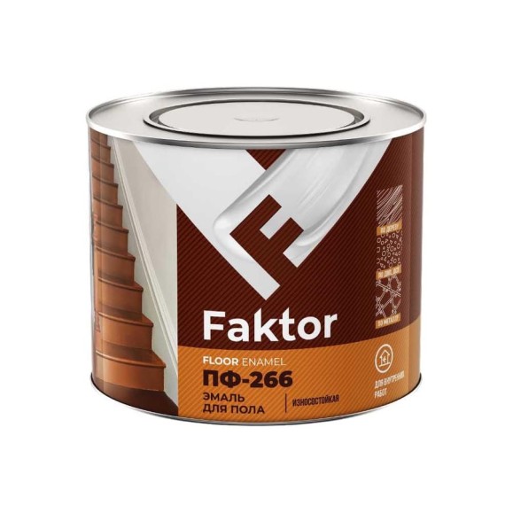 Эмаль Ярославские краски FAKTOR ПФ-266 для пола, желто-коричневая, барабан 23 кг 216890 Эмаль Ярославские краски FAKTOR ПФ-266 для пола, желто-коричневая, барабан 23 кг 216890