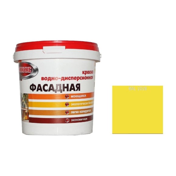 Краска ВД для наружных работ Эммикс моющаяся, RAL 1018 (ведро 9 л/12,6 кг) 4690417131280