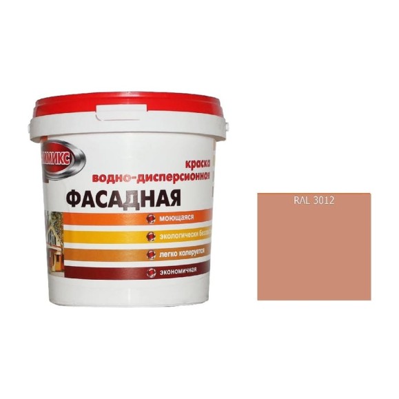 Краска ВД для наружных работ Эммикс моющаяся, RAL 3012 (ведро 2,7 л/3,8 кг) 4690417131365