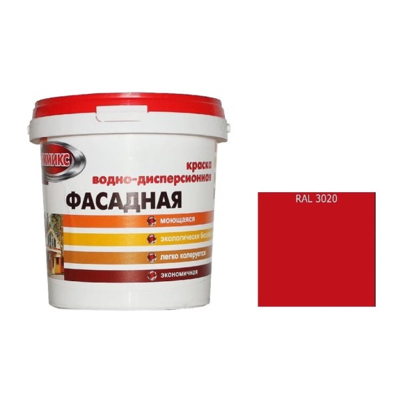Краска Эммикс ВД для наружных работ моющаяся RAL 3020 (вед 4,5 л/6,3 кг) 4690417121755 Краска Эммикс ВД для наружных работ моющаяся RAL 3020 (вед 4,5 л/6,3 кг) 4690417121755