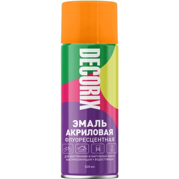 Аэрозольная эмаль Decorix (флуоресцентная; матовая; акриловая; оранжевый; 520 мл) 0102-02 DX