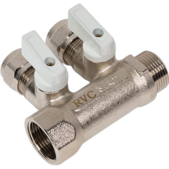 МП коллектор Rvc 3/4 гш-1/2 ш с кранами, 2 выхода (в комплекте ЕК 16x1/2 ) 10882