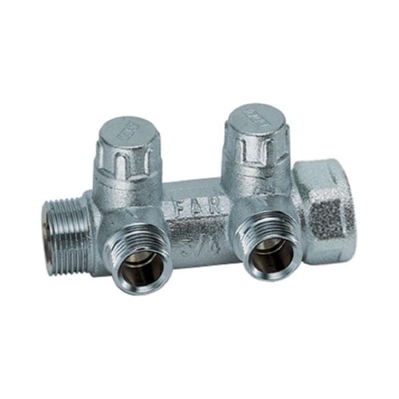 Коллектор балансировочный FAR 3/4 (НР-ВР) с 2 отв. 1/2 EU, хром.(аналог FK 3860 3412) FK 3879 341202 Коллектор балансировочный FAR 3/4 (НР-ВР) с 2 отв. 1/2 EU, хром.(аналог FK 3860 3412) FK 3879 341202
