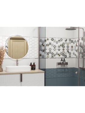 Плитка настенная Эдельвейс Гексагон белый / Edelweiss Hexagon White NewTrend 300x600x9, 1,8м2, белый WT36EDW15