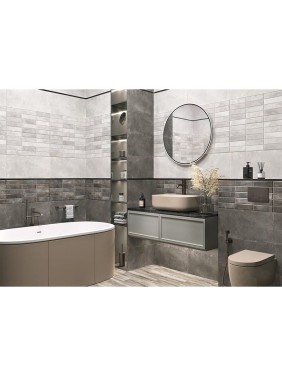 Плитка настенная Эльбрус темно-серый / Elbrus Graphite NewTrend 300x600x9, 1,8м2, графит WT36ELR25