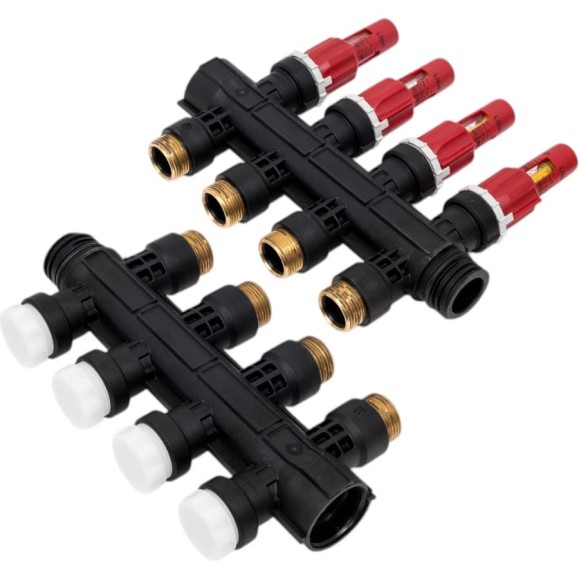 Коллектор с расходомерами Uponor Vario Plus пластиковый, выходы 4х3/4, евроконус 1030584