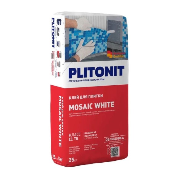 Плиточный клей для мозаики PLITONIT MOSAIC WHITE 25 кг. Н007356 Плиточный клей для мозаики PLITONIT MOSAIC WHITE 25 кг. Н007356