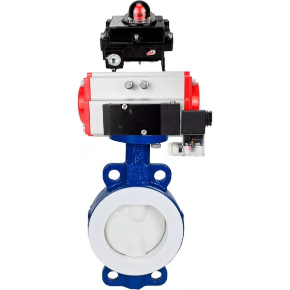 Затвор DN.ru WCB-WCB-PTFE-PTFE-Fb-R Ду300 Ру16 с пневмоприводом, пневмораспределителем, БКВ D050-59619 Затвор DN.ru WCB-WCB-PTFE-PTFE-Fb-R Ду300 Ру16 с пневмоприводом, пневмораспределителем, БКВ D050-59619