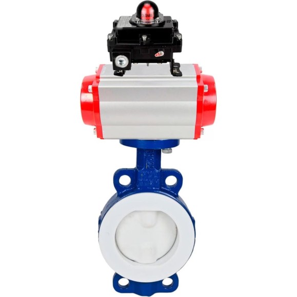 Затвор DN.ru WCB-WCB-PTFE-PTFE-Fb-H Ду125 Ру16 футерованный с пневмоприводом, БКВ D050-59695 Затвор DN.ru WCB-WCB-PTFE-PTFE-Fb-H Ду125 Ру16 футерованный с пневмоприводом, БКВ D050-59695