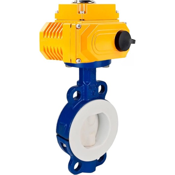 Затвор DN.ru WCB-WCB-PTFE-PTFE-Fb-H Ду125 Ру16 футерованный с электроприводом QT-010 220В D050-59323 Затвор DN.ru WCB-WCB-PTFE-PTFE-Fb-H Ду125 Ру16 футерованный с электроприводом QT-010 220В D050-59323