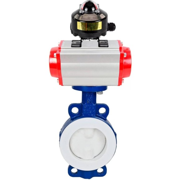 Затвор DN.ru WCB-WCB-PTFE-PTFE-Fb-R Ду250 Ру16 футерованный с пневмоприводом, БКВ D050-59690 Затвор DN.ru WCB-WCB-PTFE-PTFE-Fb-R Ду250 Ру16 футерованный с пневмоприводом, БКВ D050-59690