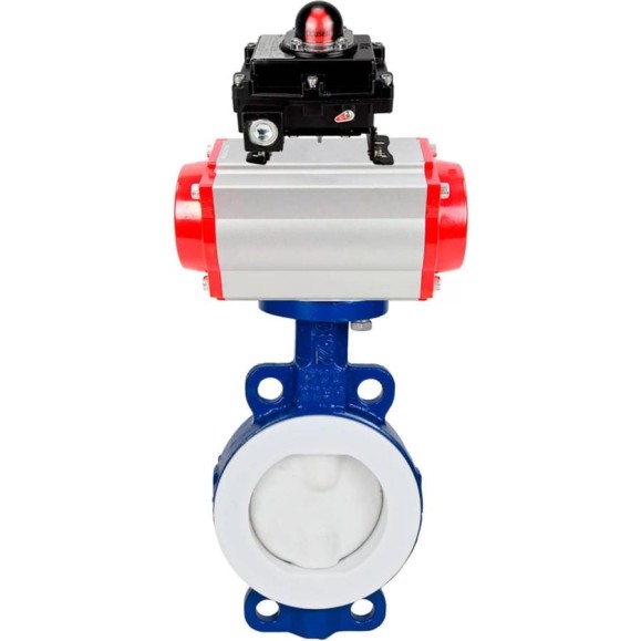 Затвор DN.ru WCB-WCB-PTFE-PTFE-Fb-R Ду200 Ру16 футерованный с пневмоприводом, БКВ D050-59705 Затвор DN.ru WCB-WCB-PTFE-PTFE-Fb-R Ду200 Ру16 футерованный с пневмоприводом, БКВ D050-59705
