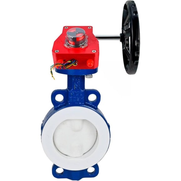 Затвор DN.ru дисковый WCB-WCB-PTFE-PTFE-Fb-R Ду250 Ру16 футерованный с редуктором HGBF-3 D050-59318 Затвор DN.ru дисковый WCB-WCB-PTFE-PTFE-Fb-R Ду250 Ру16 футерованный с редуктором HGBF-3 D050-59318