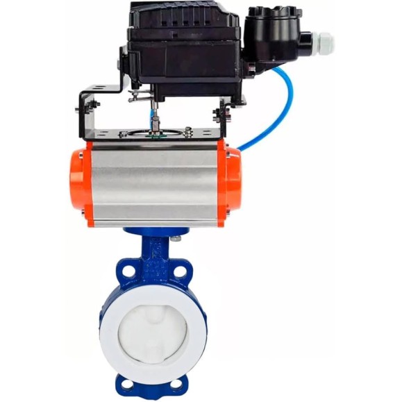 Затвор DN.ru WCB-WCB-PTFE-PTFE-Fb-R Ду150 Ру16 с пневмоприводом, пневмопозиционером D050-59900 Затвор DN.ru WCB-WCB-PTFE-PTFE-Fb-R Ду150 Ру16 с пневмоприводом, пневмопозиционером D050-59900