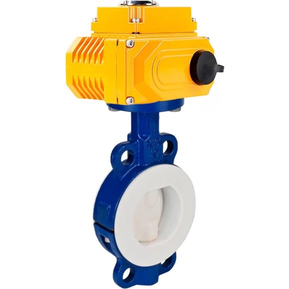Затвор DN.ru WCB-WCB-PTFE-PTFE-Fb-R Ду250 Ру16 футерованный с электроприводом QT-060 24В D050-59344