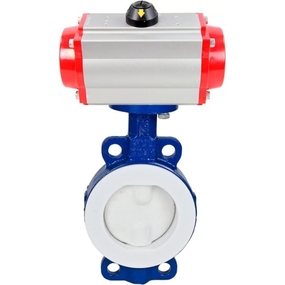 Затвор DN.ru WCB-WCB-PTFE-PTFE-Fb-R Ду150 Ру16 футерованный с пневмоприводом D050-59392 Затвор DN.ru WCB-WCB-PTFE-PTFE-Fb-R Ду150 Ру16 футерованный с пневмоприводом D050-59392