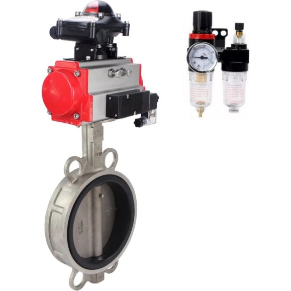 Затвор DN.ru 316L-316L-EPDM Ду125 Ру16 с пневмоприводом, пневмораспределителем, БПВ, БКВ D050-63165 Затвор DN.ru 316L-316L-EPDM Ду125 Ру16 с пневмоприводом, пневмораспределителем, БПВ, БКВ D050-63165