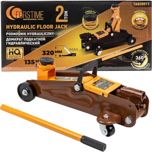 Домкрат подкатной гидравлический FORSTIME 2т (h min 135мм, h max 320мм) FT-TA820011(61550)