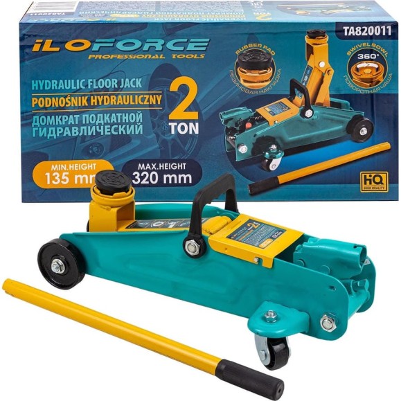 Домкрат подкатной гидравлический iLOFORCE2т (h min 135мм, h max 320мм) IF-TA820011(61552)