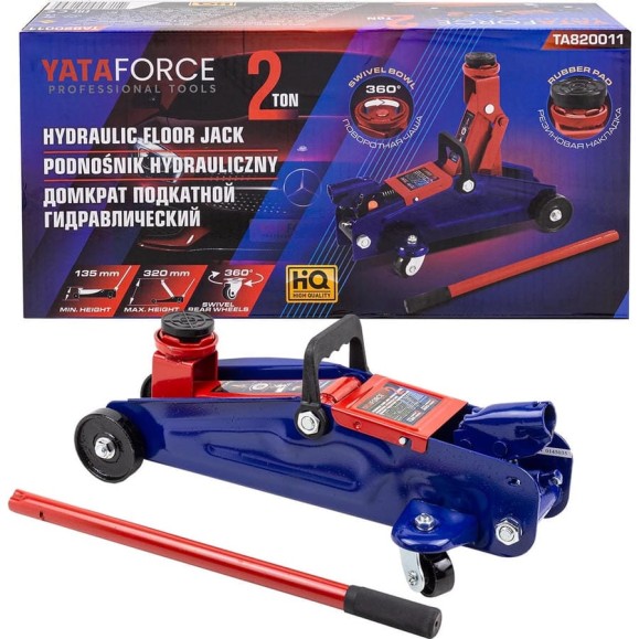 Домкрат подкатной гидравлический YATAFORCE 2т (h min 135мм, h max 320мм) YF-TA820011(61551) Домкрат подкатной гидравлический YATAFORCE 2т (h min 135мм, h max 320мм) YF-TA820011(61551)