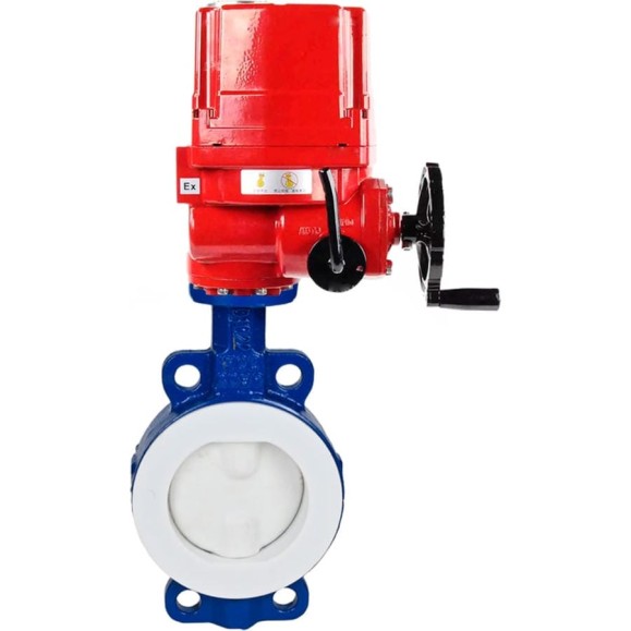 Затвор DN.ru WCB-WCB-PTFE-PTFE-Fb-H Ду50 Ру16 футерованный с электроприводом EX-010 24В D050-59380
