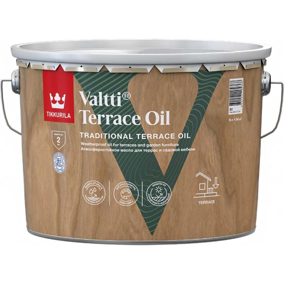Масло для террас Tikkurila VALTTI TERRACE OIL EC 9л 700010365 Масло для террас Tikkurila VALTTI TERRACE OIL EC 9л 700010365