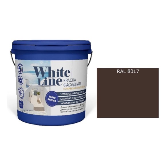 Фасадная краска White Line Ral 8017 (ведро 2,7 л/3,4 кг) 4690417099313 Фасадная краска White Line Ral 8017 (ведро 2,7 л/3,4 кг) 4690417099313