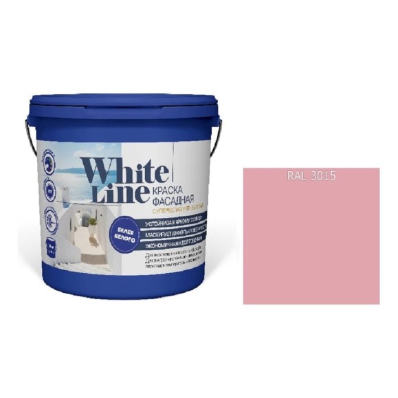 Краска фасадная ВД White Line RAL 3015 Светло-розовый, ведро 16 л, 25,4 кг 4690417129553 Краска фасадная ВД White Line RAL 3015 Светло-розовый, ведро 16 л, 25,4 кг 4690417129553