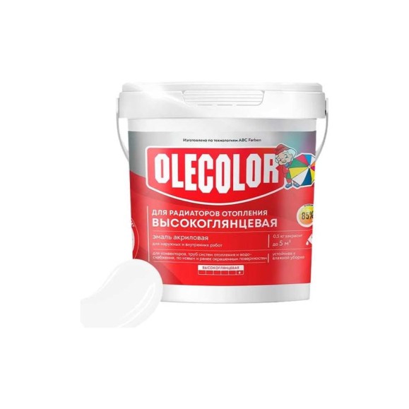 Акриловая эмаль для радиаторов отопления Olecolor (высокоглянцевая; 1 кг) 4300011043 Акриловая эмаль для радиаторов отопления Olecolor (высокоглянцевая; 1 кг) 4300011043