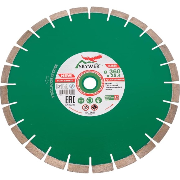 Диск алмазный 1A1RSS ULTRA GRANITE (360х3.2х15х25.4 мм) SKYWER SK-UGS36025 Диск алмазный 1A1RSS ULTRA GRANITE (360х3.2х15х25.4 мм) SKYWER SK-UGS36025