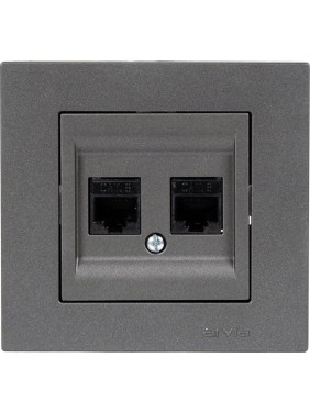 Розетка дата с двойным разъемом на выходе Arvia Electric (2 х RJ45 кабель CAT6) цвет дымчатый (с рамкой) 20042000248