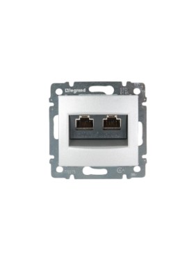 Розетка Legrand компьютерная двойная RJ45 10GB категория 6 STP Legrand Valena монтаж на винтах алюминий 770273