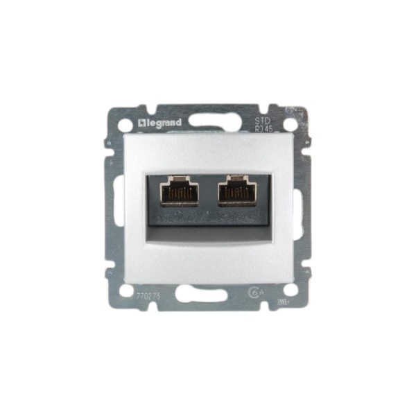 Розетка Legrand компьютерная двойная RJ45 10GB категория 6 STP Legrand Valena монтаж на винтах алюминий 770273