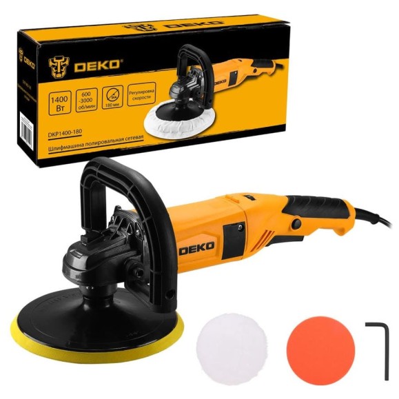 Шлифмашина полировальная DEKO сетевая DKP1400-180, 180 мм, 1400 Вт 083-1049