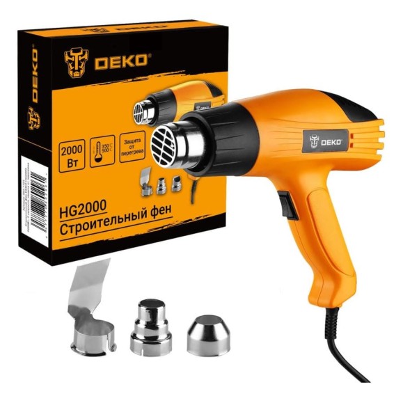 Строительный фен DEKO HG2000, 2000Вт, 2 скорости, защита от перегрева 083-1123