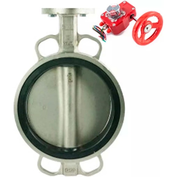 Дисковый затвор DN.ru 304-304-NBR-2W-Fb-H Ду125 Ру16 редуктор HGBF-2 D050-46522