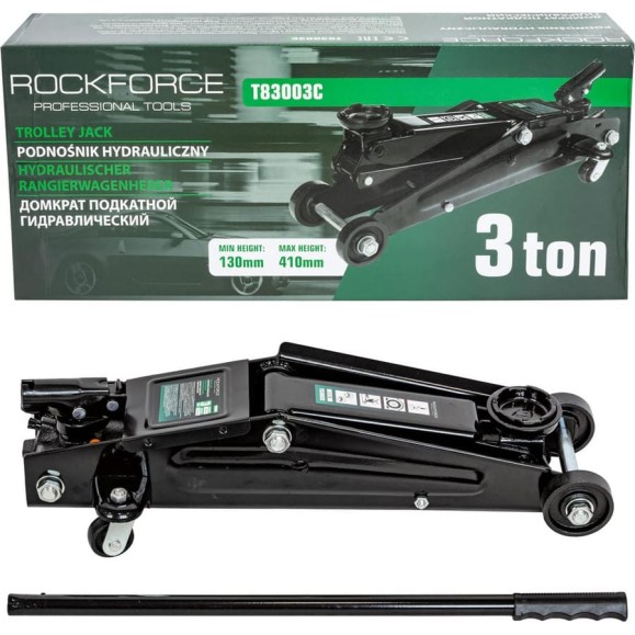 Домкрат подкатной гидравлический Rockforce 3 т с вращающейся ручкой 360 градусов (h min 130мм, h max 410мм) RF-T83003C(2500)