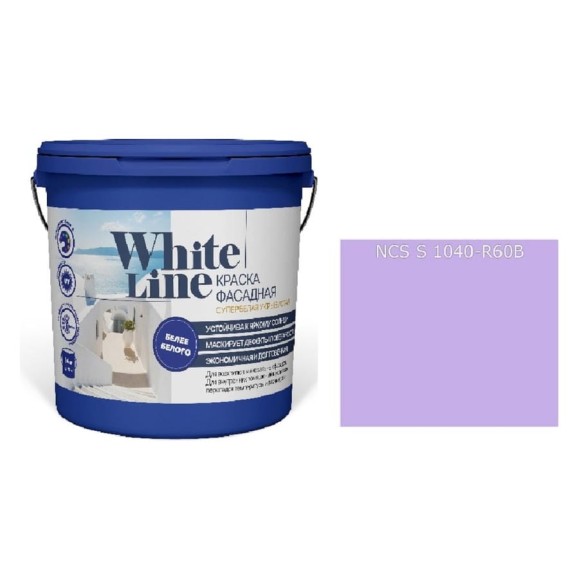 Краска WL White Line ВД фасадная S 1040 R 60 B (вед 9 л/ 14,1 кг) 4690417120055 Краска WL White Line ВД фасадная S 1040 R 60 B (вед 9 л/ 14,1 кг) 4690417120055