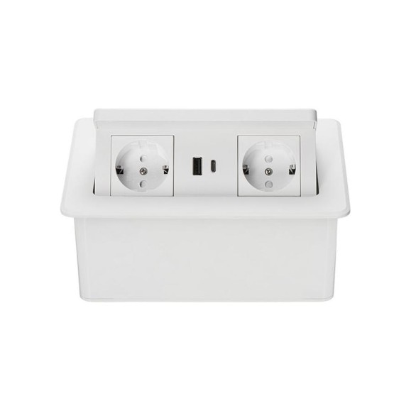 Выдвижная встраиваемая розетка Mebax LK-DMS-742 2 секции Белый Полуавтоматический 2 USB беспроводная зарядка 00-00002869