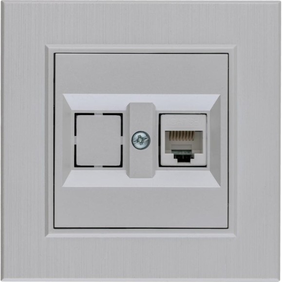 Розетка компьютерная MAKEL CAT5 + гнездо СП KAREA LINE STAR IP20 жемчужный. 86100035