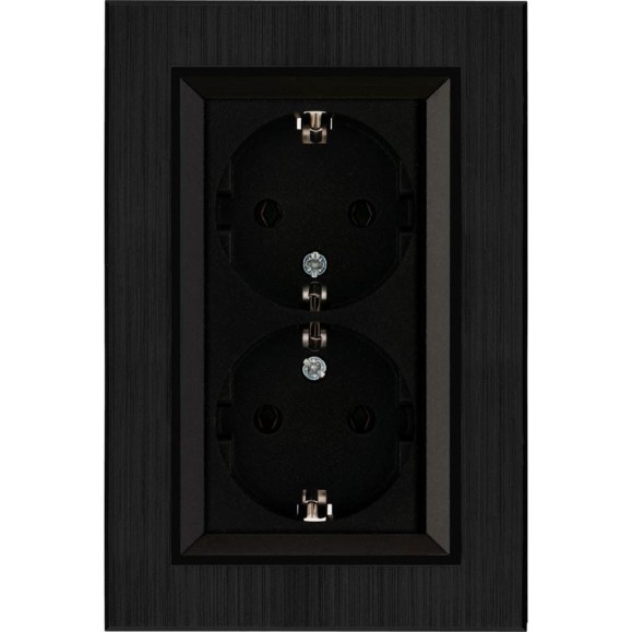Розетка MAKEL 2-я с заземлением СП KAREA LINE STAR 16А IP20 черн. 86054082
