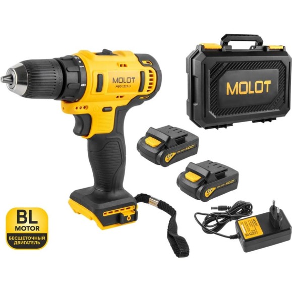 Аккумуляторная дрель-шуруповерт MOLOT MBD 1215 Li в чемодане 1335568