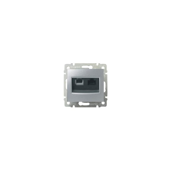Розетка двойная Legrand RJ11+RJ45 категория 5e UTP - Valena - алюминий 770280