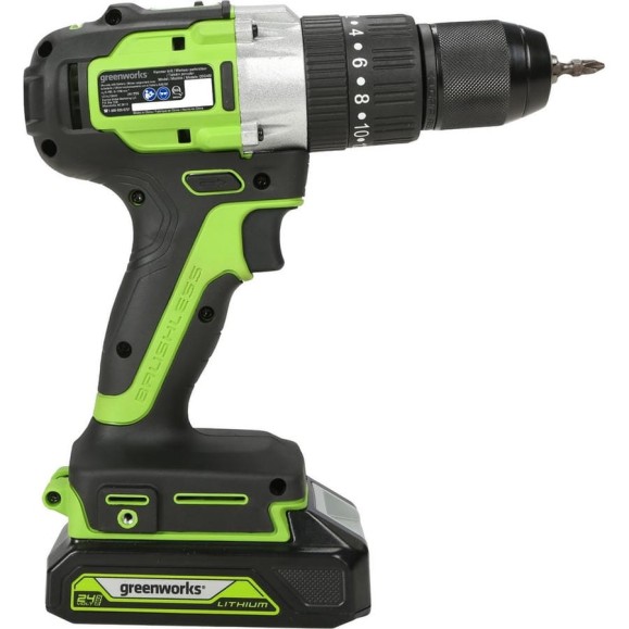 Аккумуляторная дрель-шуруповерт GreenWorks GD24DD60K2 3704107UA